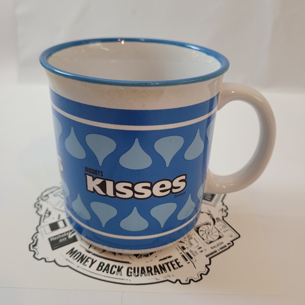 Vintage Galerie Hershey's Kisses Coffee Mug Blue White Teardrop Pattern 35569